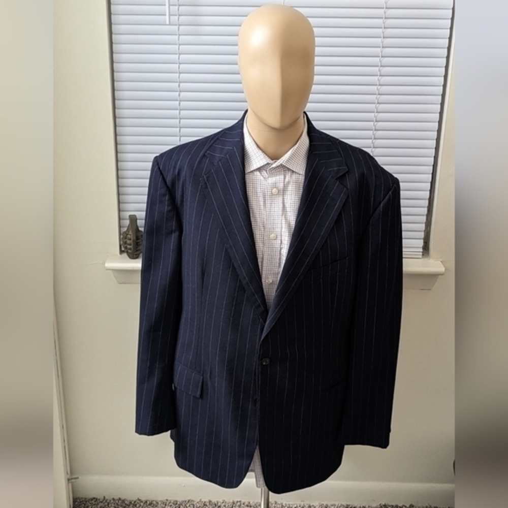 Vintage Ralph Lauren Pinned Strip 100% Wool Sport Suit Jacket Blazer  43/ 37 Reg